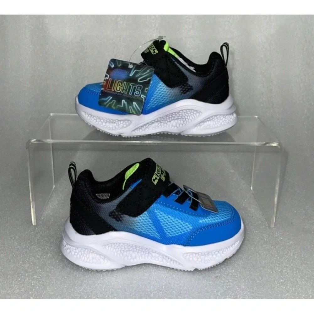 S Lights By Skechers Meteor‎ Krendox Sneakers Stretch Laces Toddler Boy Size 5